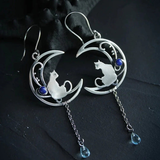 Blue Zirconia Cat Boho Earrings
