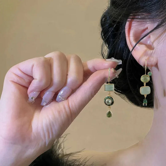 Vintage Green Drop Earrings