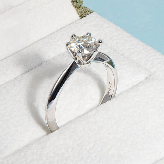 Classic Round Six-Prong Moissanite Engagement Ring