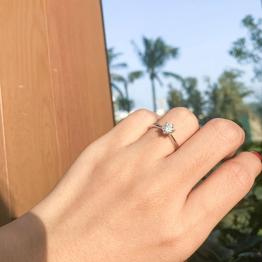 Classic Round Six-Prong Moissanite Engagement Ring