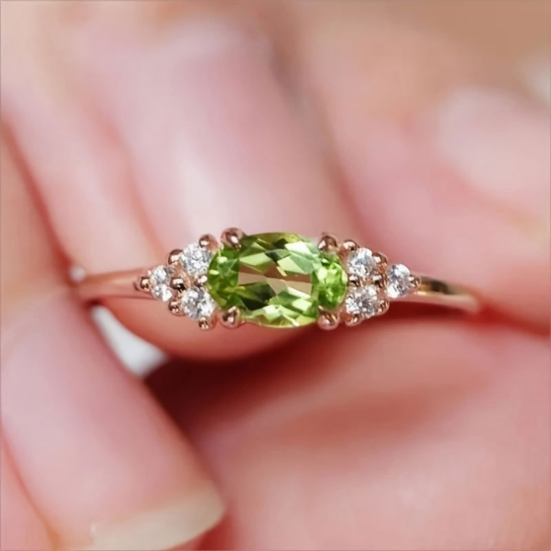 Elegant Peridot & Synthetic Zirconia Ring