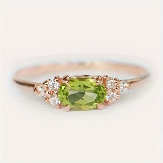 Elegant Peridot & Synthetic Zirconia Ring