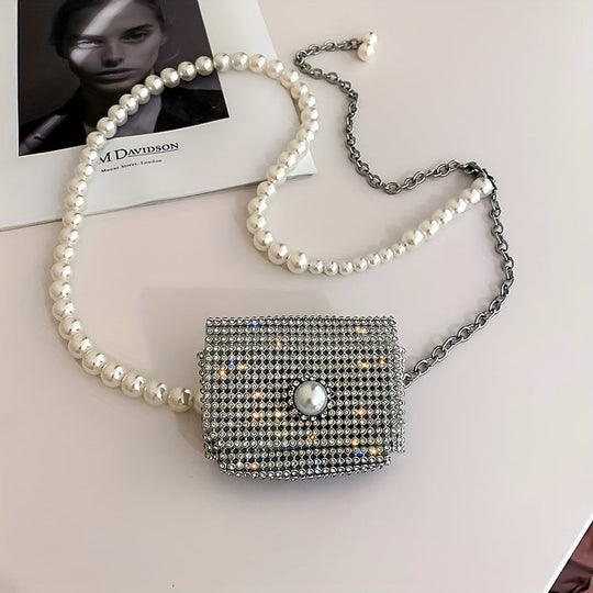 Hip-Hop Pearl Waist Bag with Chain