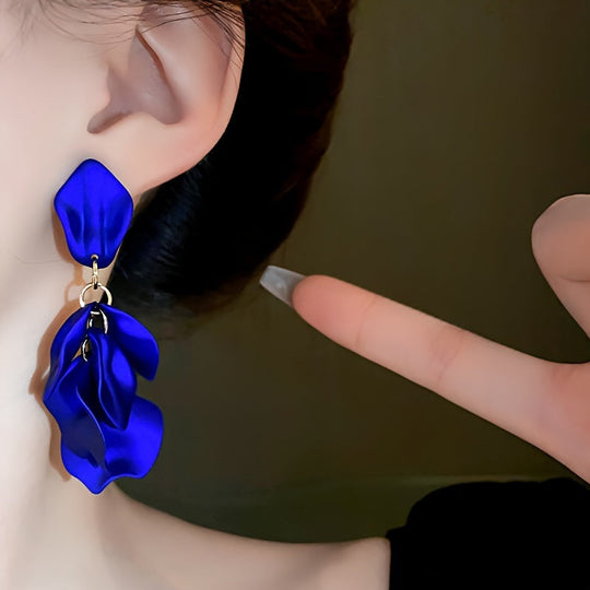 Luxury Elegant Matte Petal Tassel Earrings