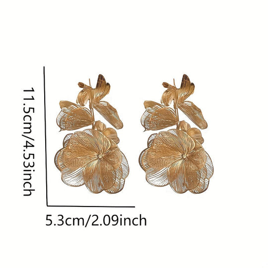 Floral Cutout Tassel Earrings