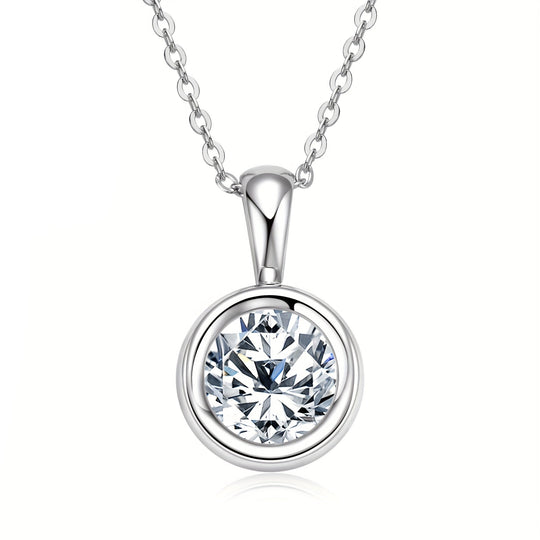 8mm Round Cut Moissanite Pendant Necklace