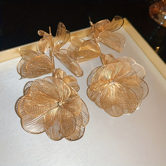 Floral Cutout Tassel Earrings