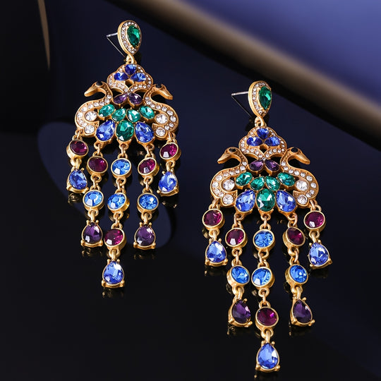 Vintage Peacock Dangle Earrings