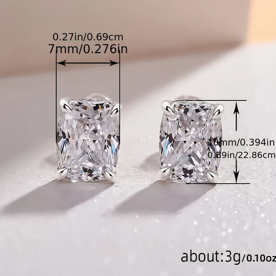 Silver Square Zirconia Earrings