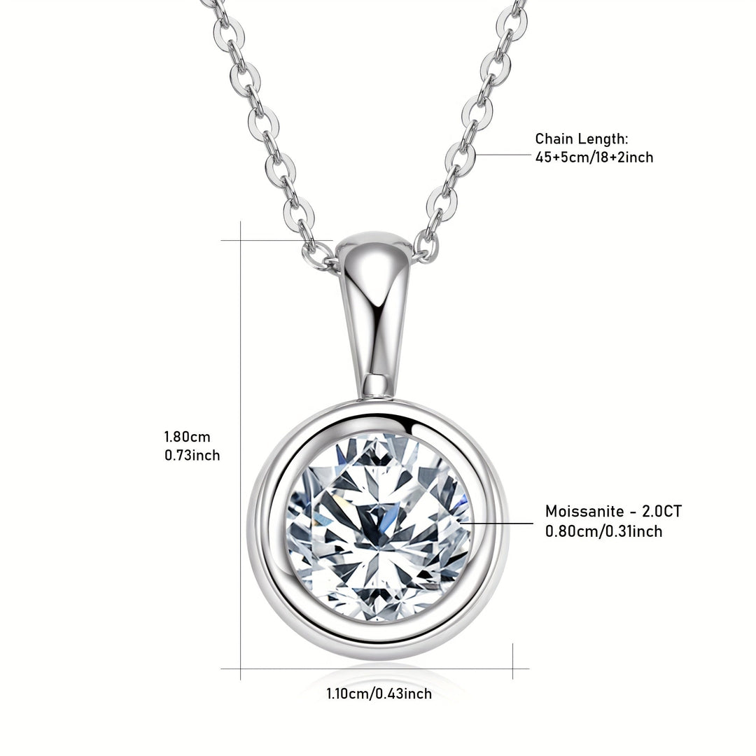 8mm Round Cut Moissanite Pendant Necklace