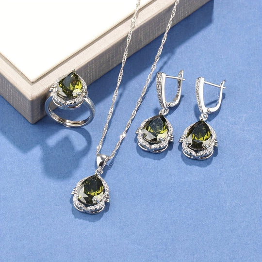 4-Piece Zirconia Elegant Jewelry Set