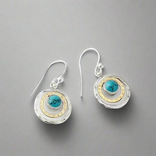 Boho Saturn Earrings Turquoise & Gold