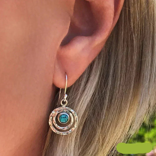 Boho Saturn Earrings Turquoise & Gold