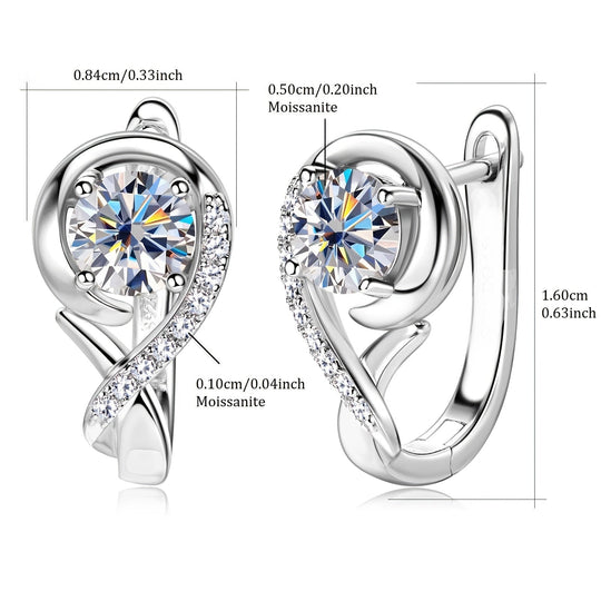 Elegant Moissanite Silver Rose Flower Hoop Earrings