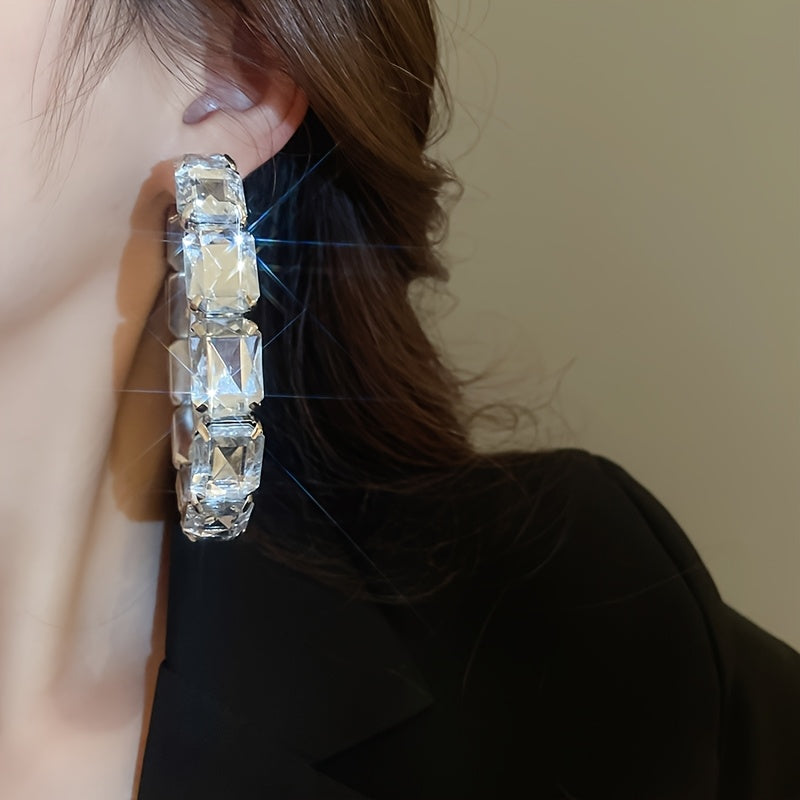 Exaggerated Rectangular Hoop Earrings