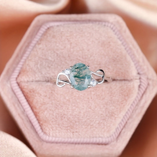 Plated Moss Agate Ring
