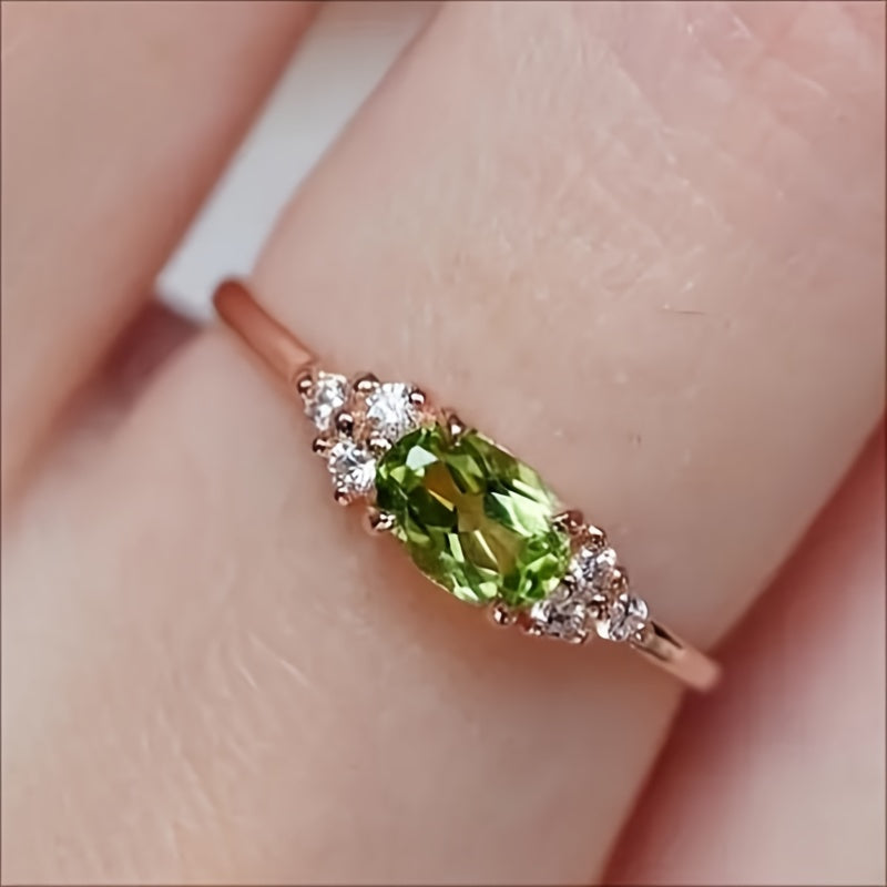 Elegant Peridot & Synthetic Zirconia Ring