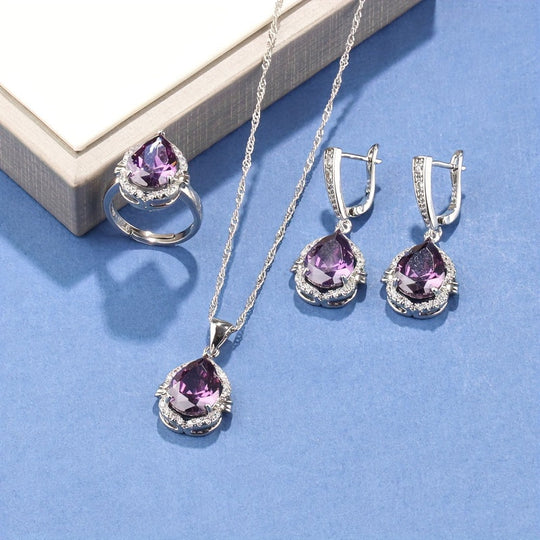 4-Piece Zirconia Elegant Jewelry Set