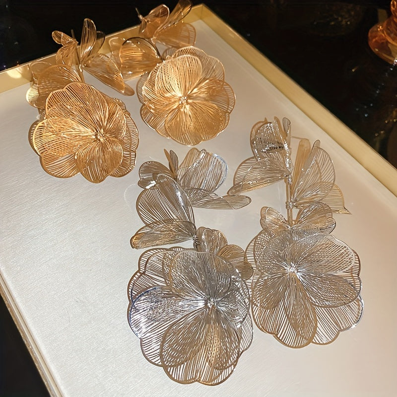 Floral Cutout Tassel Earrings