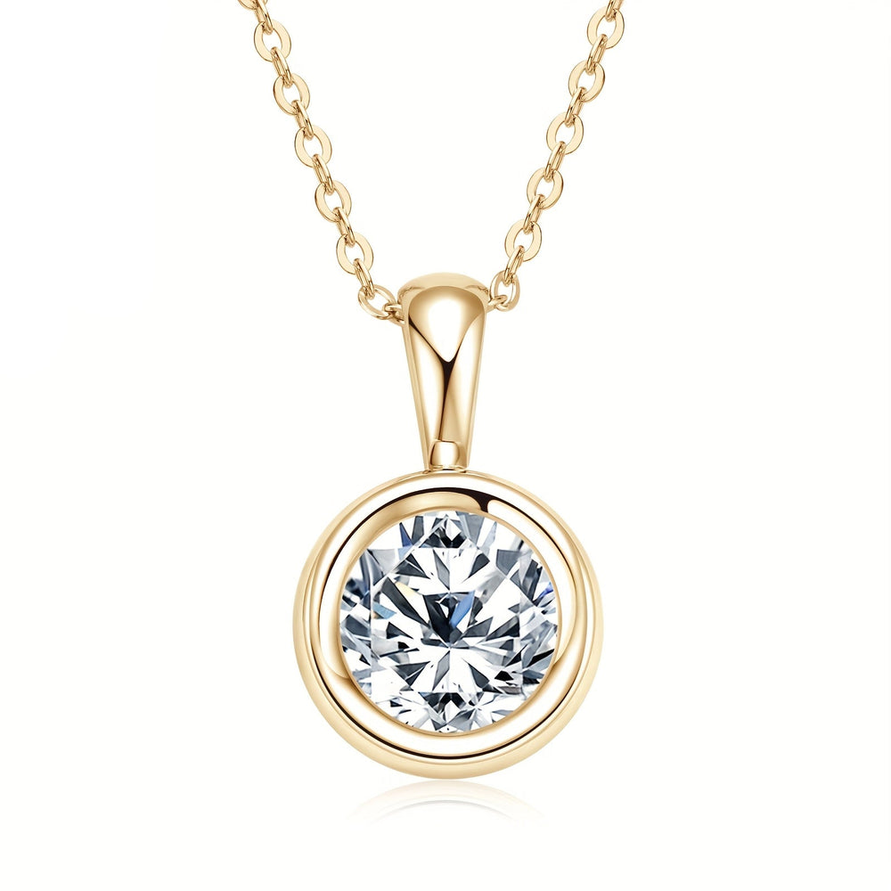 8mm Round Cut Moissanite Pendant Necklace