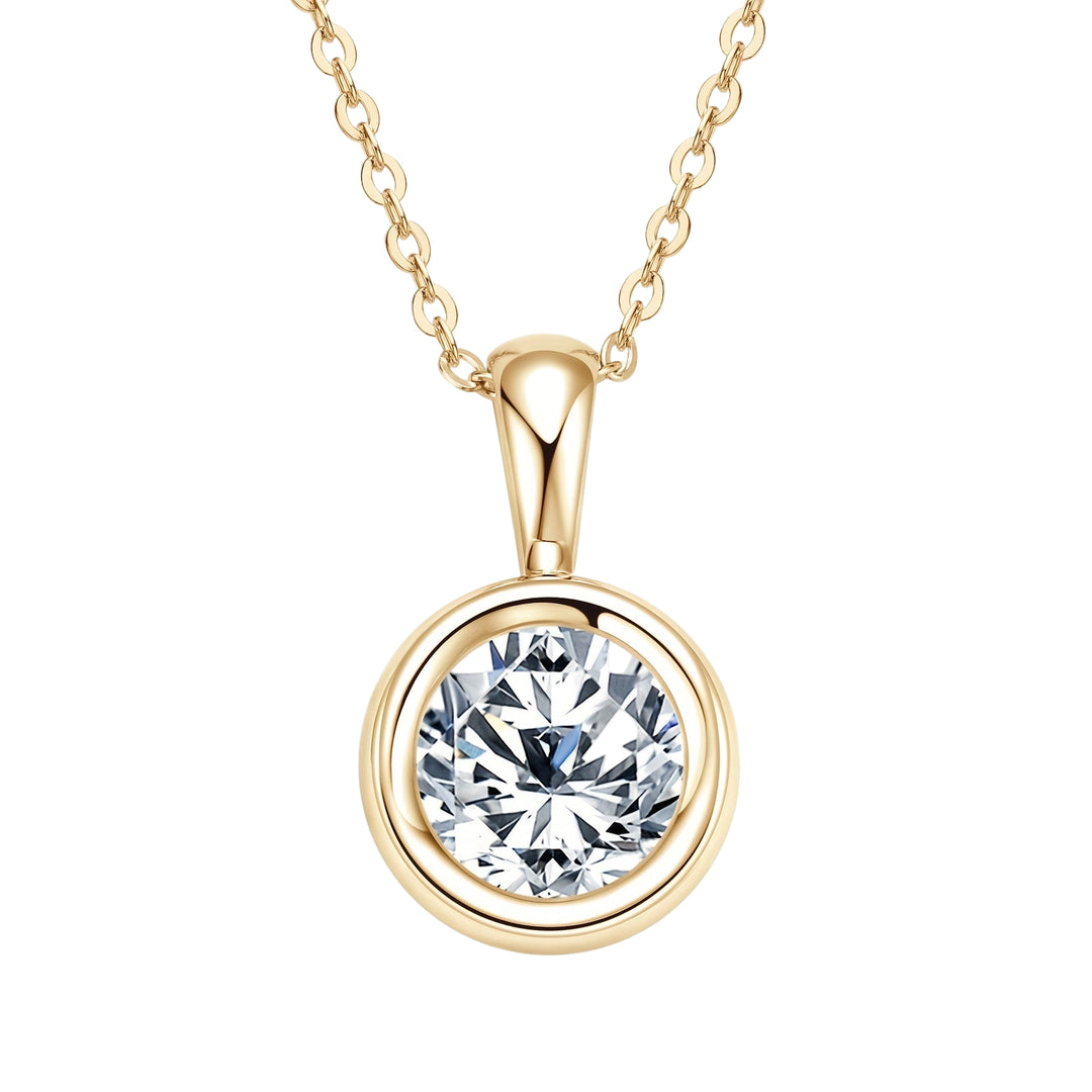 8mm Round Cut Moissanite Pendant Necklace
