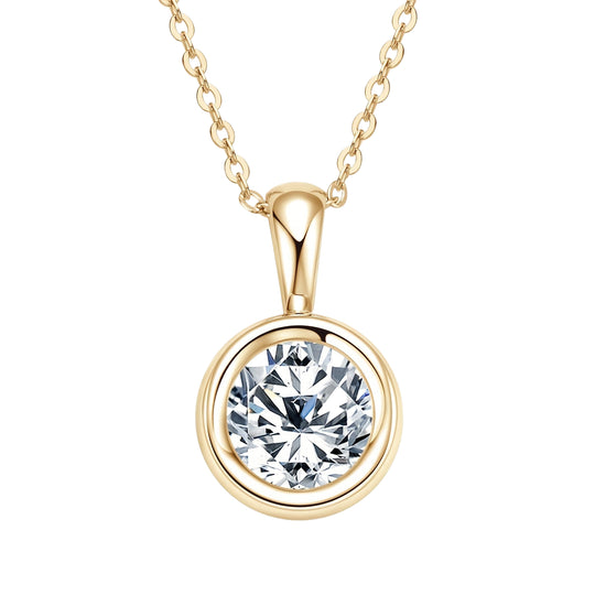8mm Round Cut Moissanite Pendant Necklace