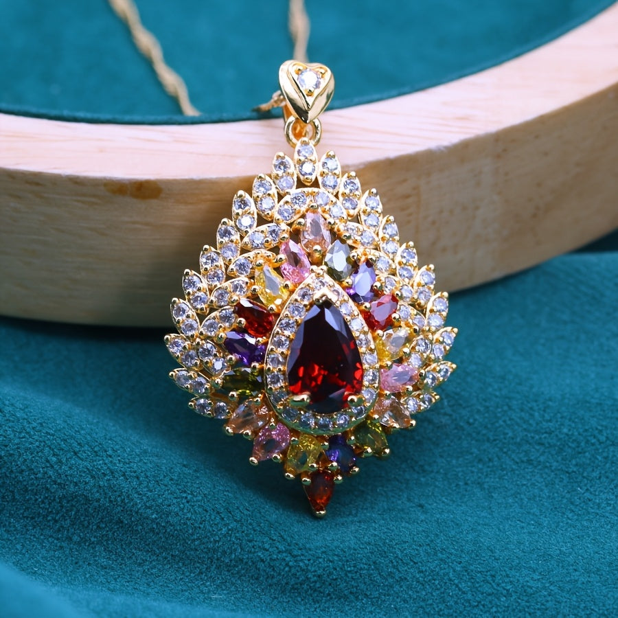 Elegant Multicolor Cubic Zirconia Pendant Necklace