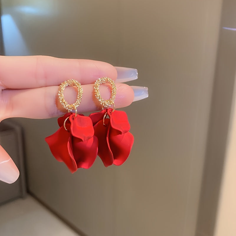 Elegant Tassel Petal Earrings