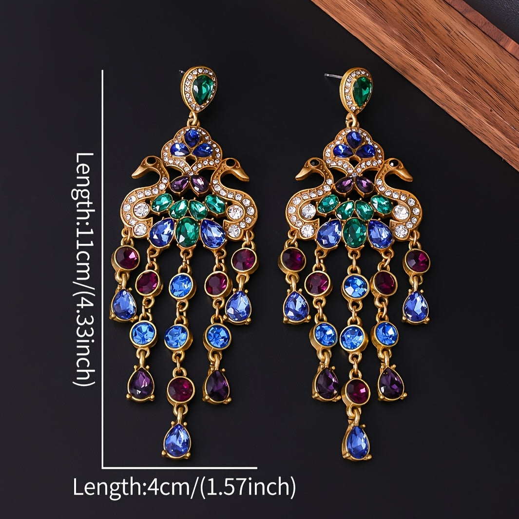 Vintage Peacock Dangle Earrings