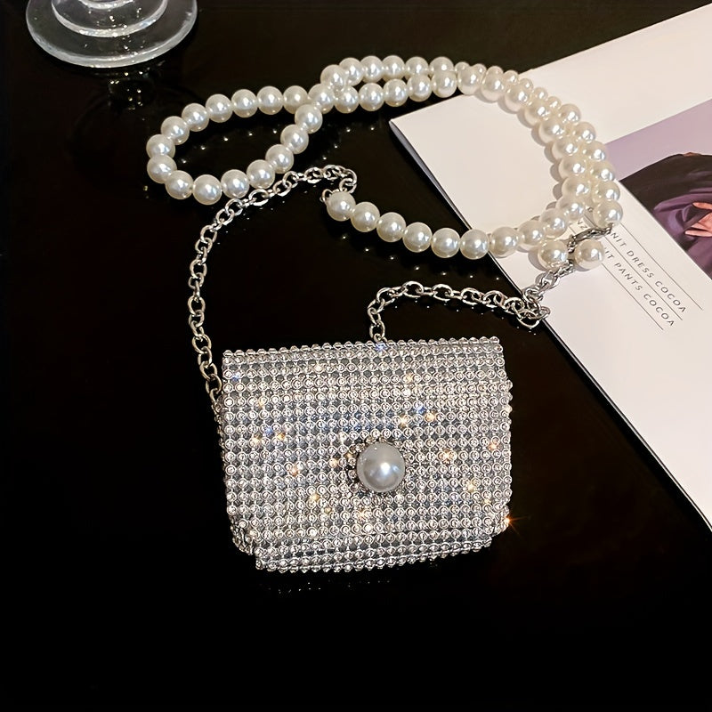 Hip-Hop Pearl Waist Bag with Chain