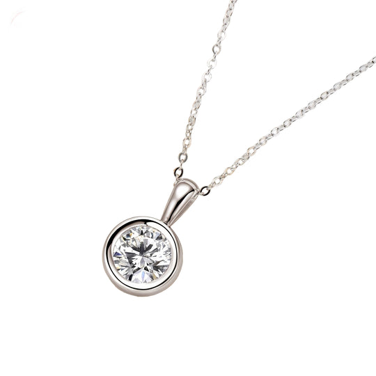 8mm Round Cut Moissanite Pendant Necklace
