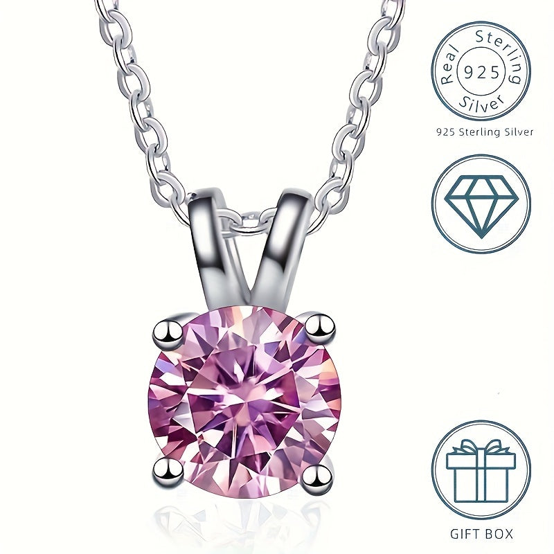 Round Cut Shiny Moissanite Pendant Necklace