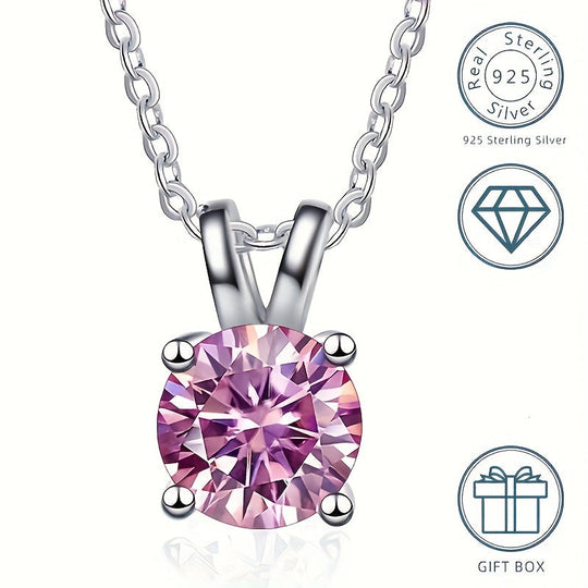 Round Cut Shiny Moissanite Pendant Necklace