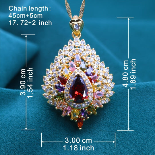 Elegant Multicolor Cubic Zirconia Pendant Necklace