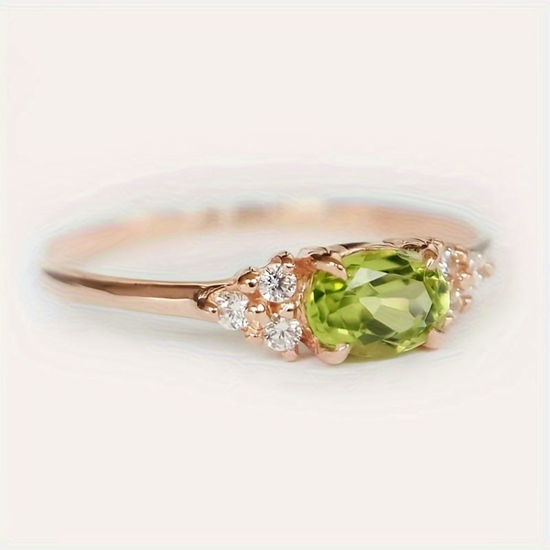 Elegant Peridot & Synthetic Zirconia Ring
