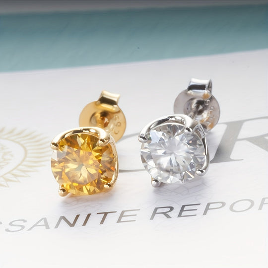 Genuine Moissanite Stud Earrings